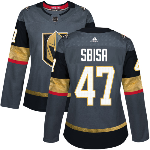 Adidas Golden Knights #47 Luca Sbisa Grey Home Authentic Women's Stitched NHL Jersey - Click Image to Close